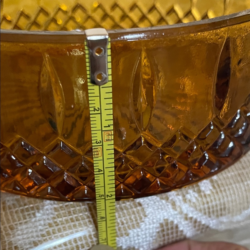 Amber Glass Bowl Vintage Candy Dish - Picture 3 of 4